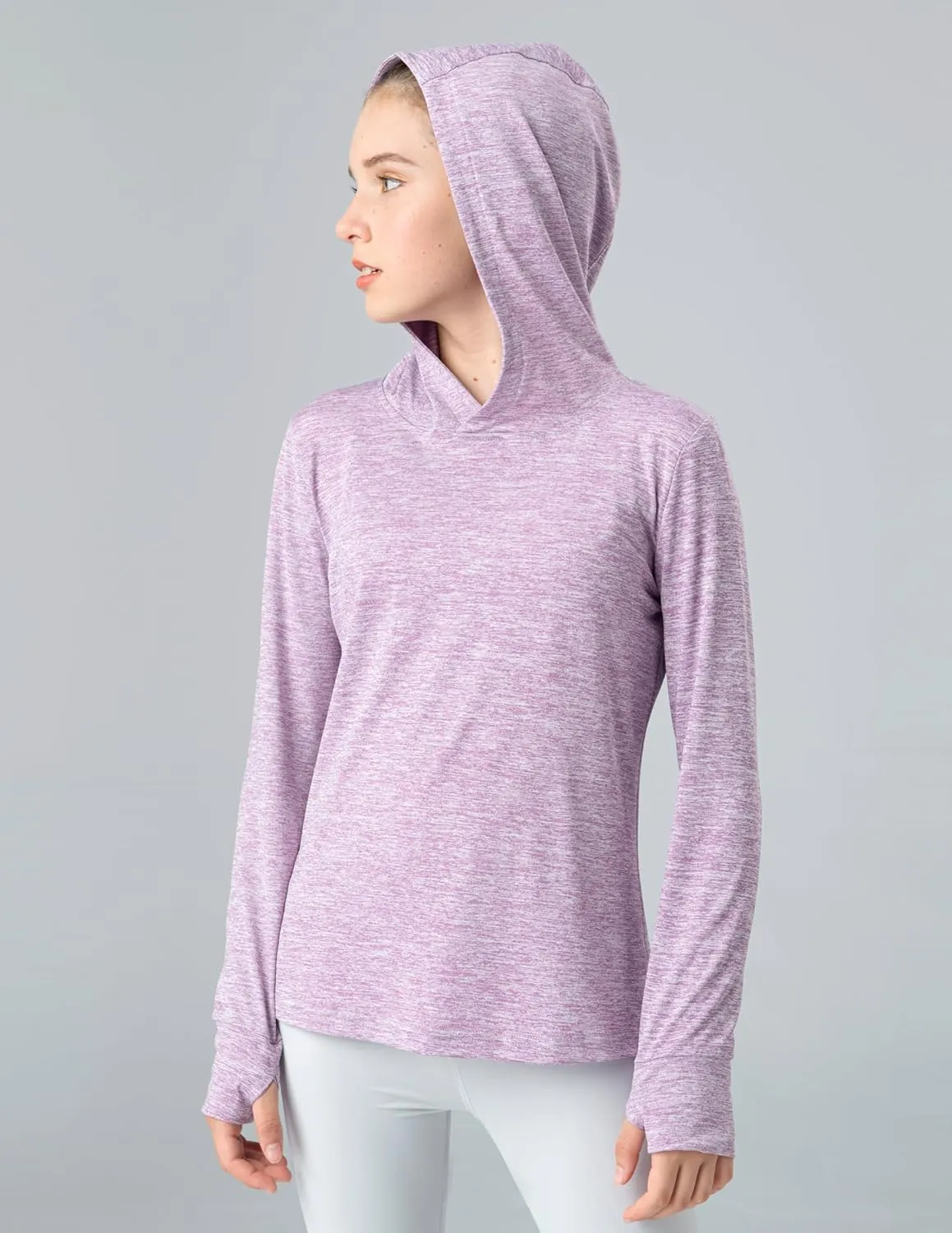 3 Pack Athletic Girls Long Sleeve Shirts with Thumb Holes, Workout Hoodies for Kids, Hooded Shirt Pullover Tops
