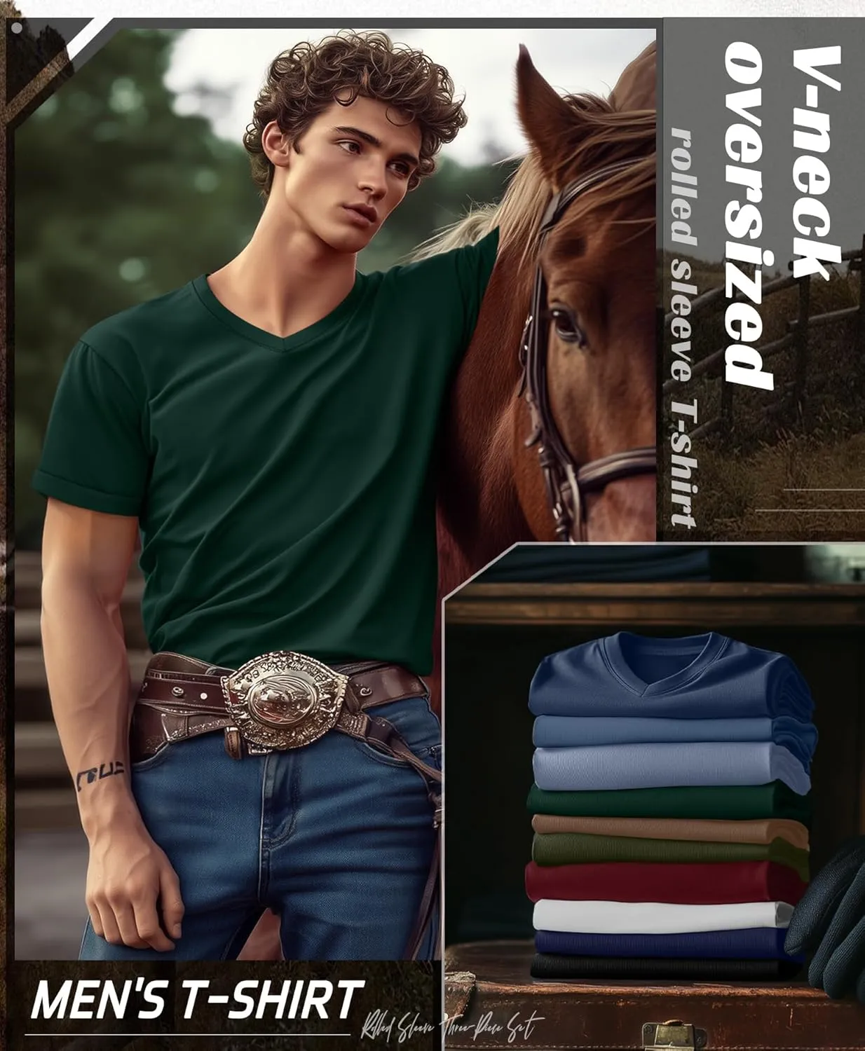 3 Pack Big and Tall Cotton T-Shirts for Men, Short Sleeve V Neck Oversized Tops Casual Summer Basic Plus Size Tees