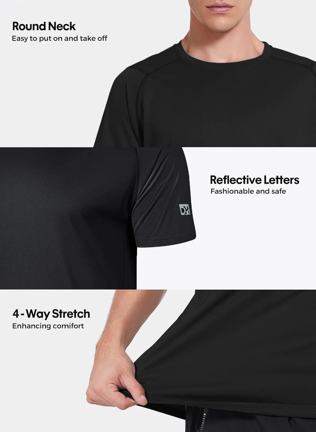 3 Pack Men Workout Shirts Quick Dry UPF 50  Sun Protection Moisture Wicking Short Sleeve Athletic T-Shirts Rash Guard