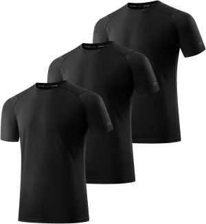 3 Pack Men Workout Shirts Quick Dry UPF 50  Sun Protection Moisture Wicking Short Sleeve Athletic T-Shirts Rash Guard
