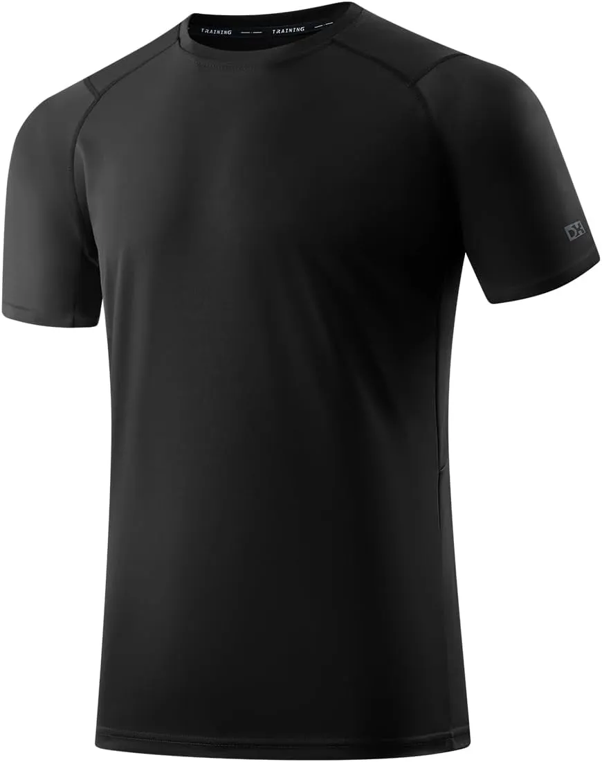 3 Pack Men Workout Shirts Quick Dry UPF 50  Sun Protection Moisture Wicking Short Sleeve Athletic T-Shirts Rash Guard