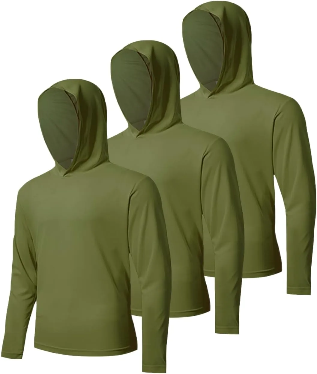 3 Pack Men's UPF 50  Sun Protection Hoodie Shirts Long Sleeve Shirts Quick Dry Lightweight for Running Workout Hiking Fishing