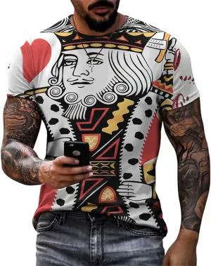 3D Poker Shirts for Men Funny Graphic Workout Tees Shirt Casual Short Sleeve Tshirt Vintage T Shirt Summer Shirts Men