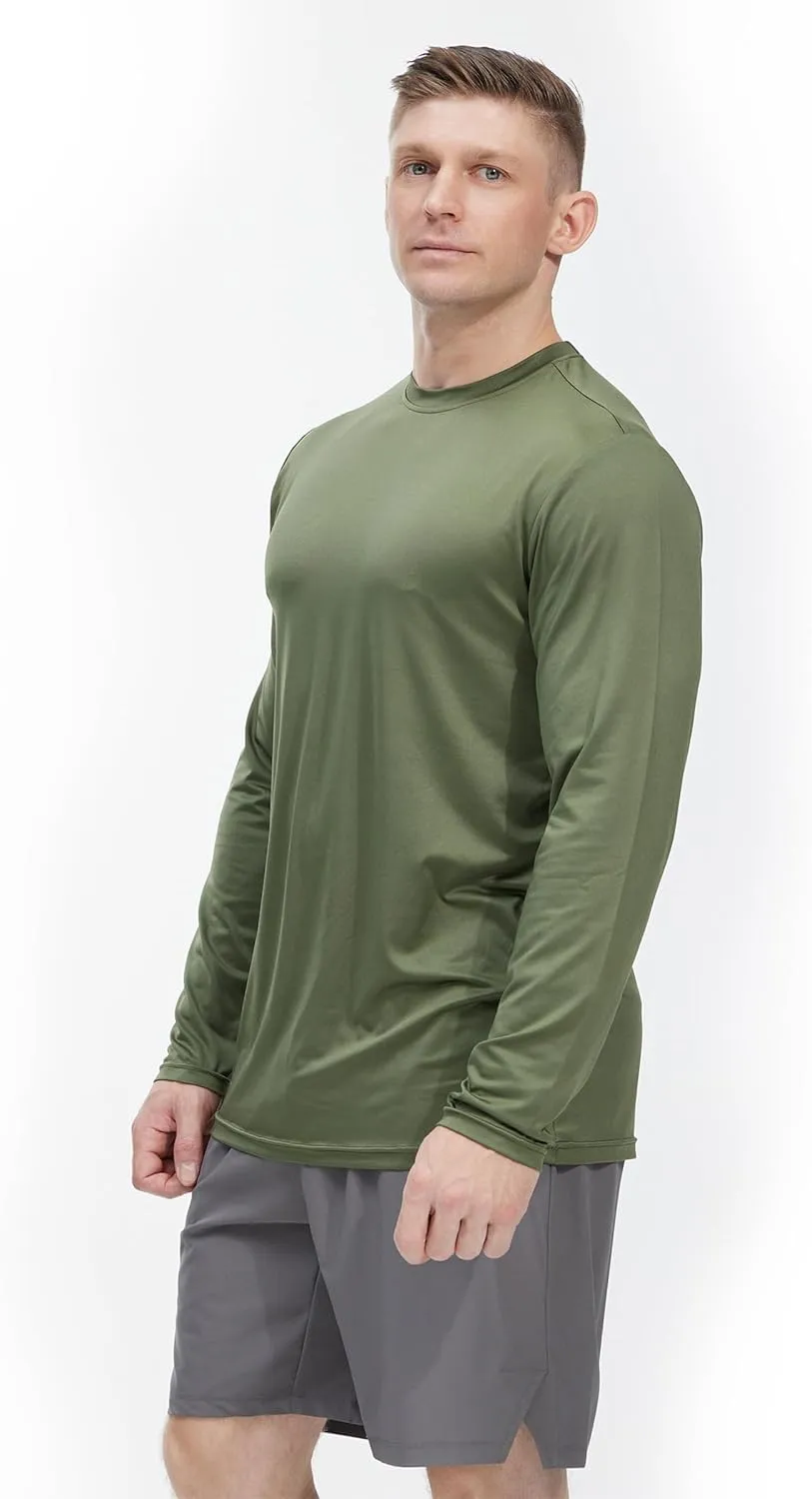 4 Pack Long Sleeve Shirts for Men Dry-Fit Moisture Wicking T-Shirts for Fishing Hiking Workout Gym