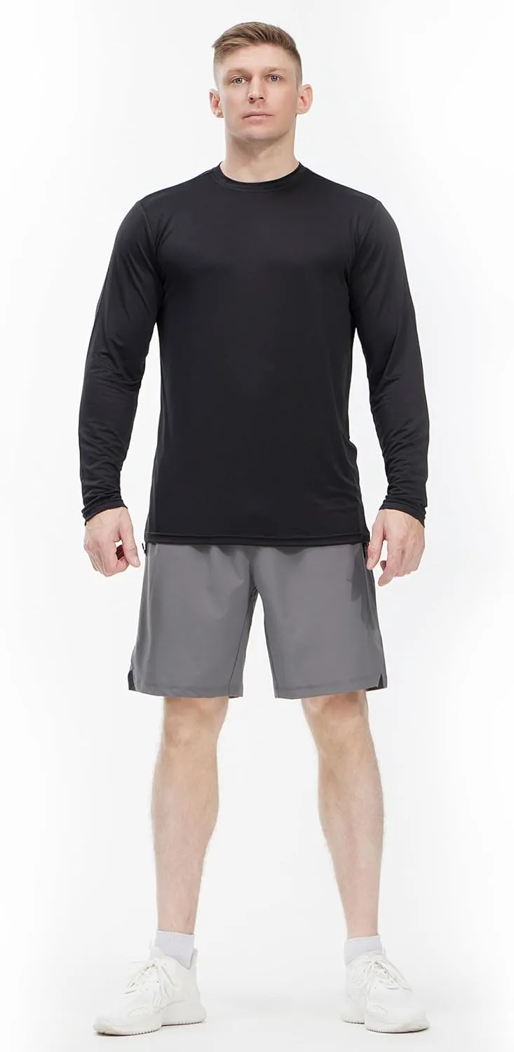 4 Pack Long Sleeve Shirts for Men Dry-Fit Moisture Wicking T-Shirts for Fishing Hiking Workout Gym