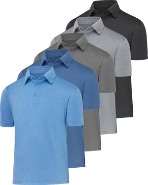 4/5 Pack Mens Polo Shirts Short Sleeve Quick Dry Moisture Wicking Casual Golf T Shirts for Men