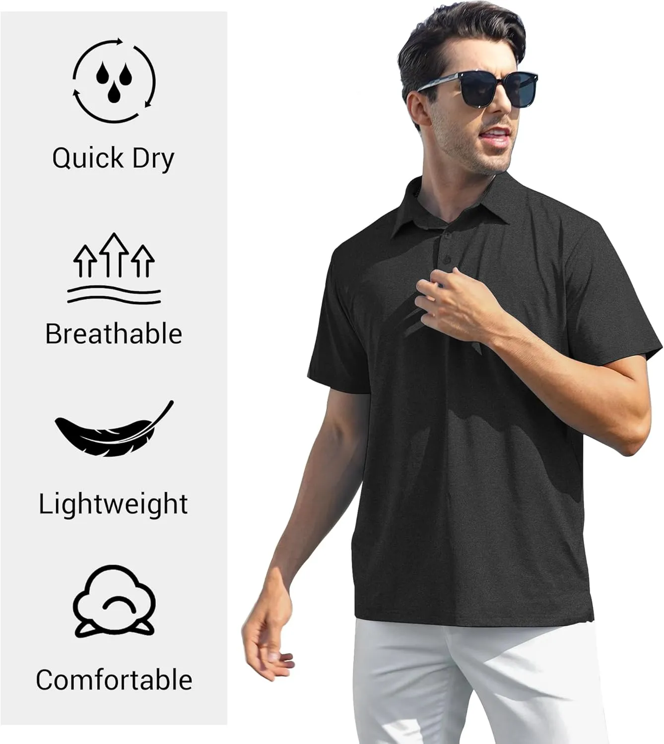 4/5 Pack Mens Polo Shirts Short Sleeve Quick Dry Moisture Wicking Casual Golf T Shirts for Men