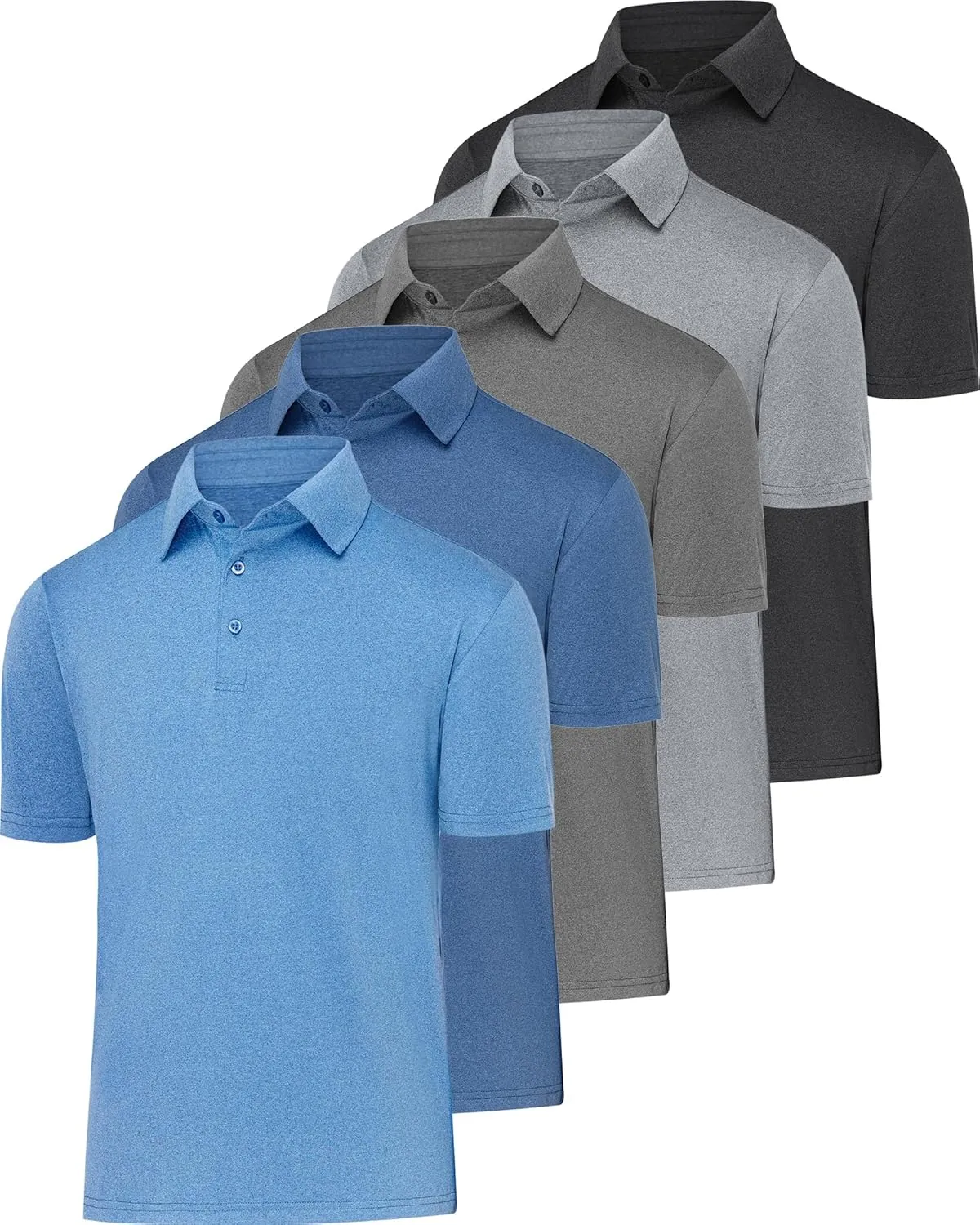 4/5 Pack Mens Polo Shirts Short Sleeve Quick Dry Moisture Wicking Casual Golf T Shirts for Men