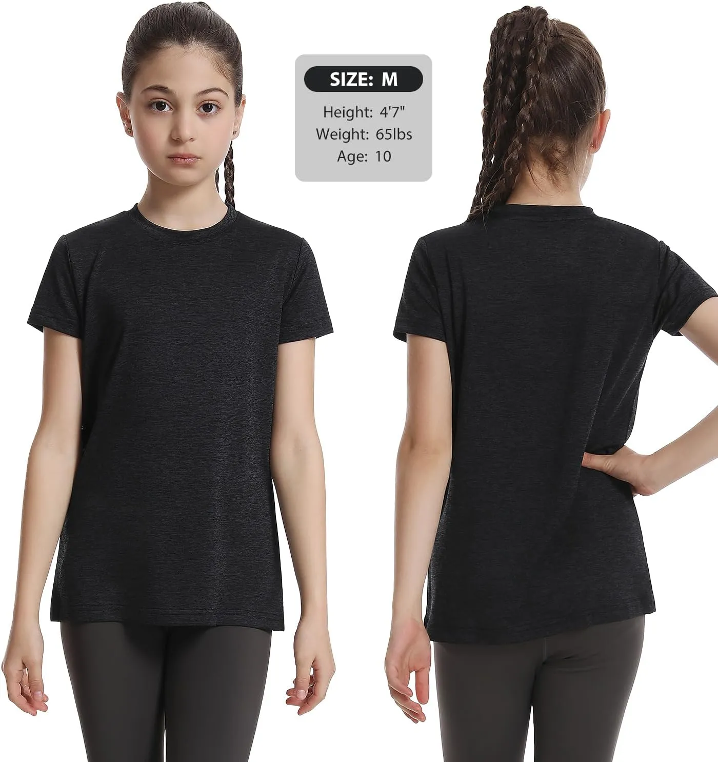 5 Pack Girls Athletic Shirts Short Sleeve Dry Fit Sports T-Shirts Crew Neck Activewear Tees Tops for Kids Teens