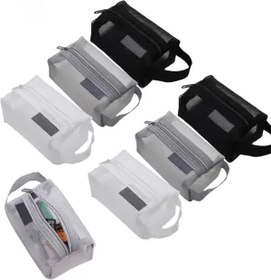 6 Packs Portable Mesh Storage Bags,Small Nylon Storage Pouch with Zipper,For Daily Essentials, Cosmetics, Coin,Purse, Charging Cable