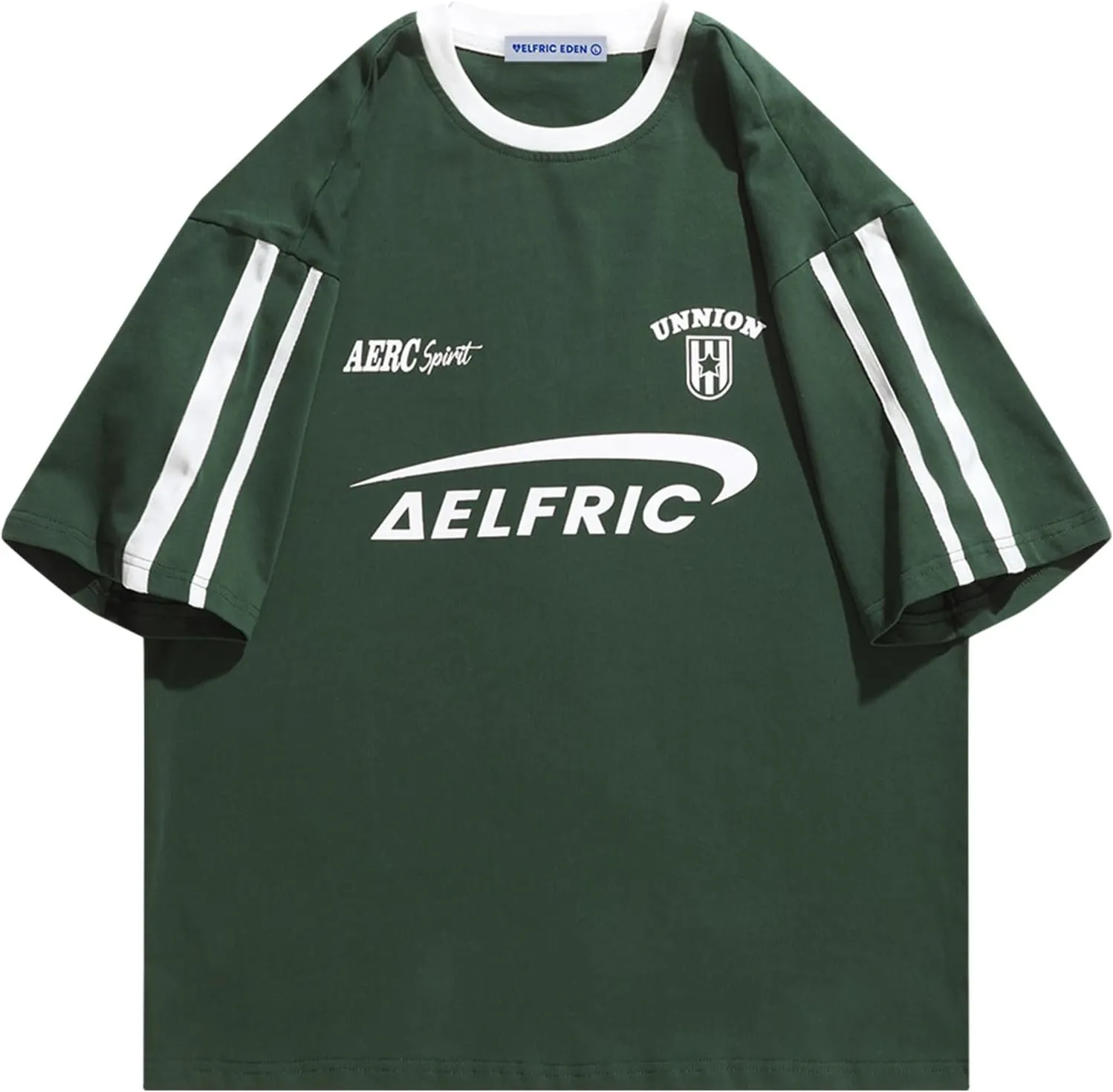 Aelfric Eden Graphic Tees Y2k Women Oversized T Shirts Striped Patchwork Crewneck Unisex Streetwear Tops