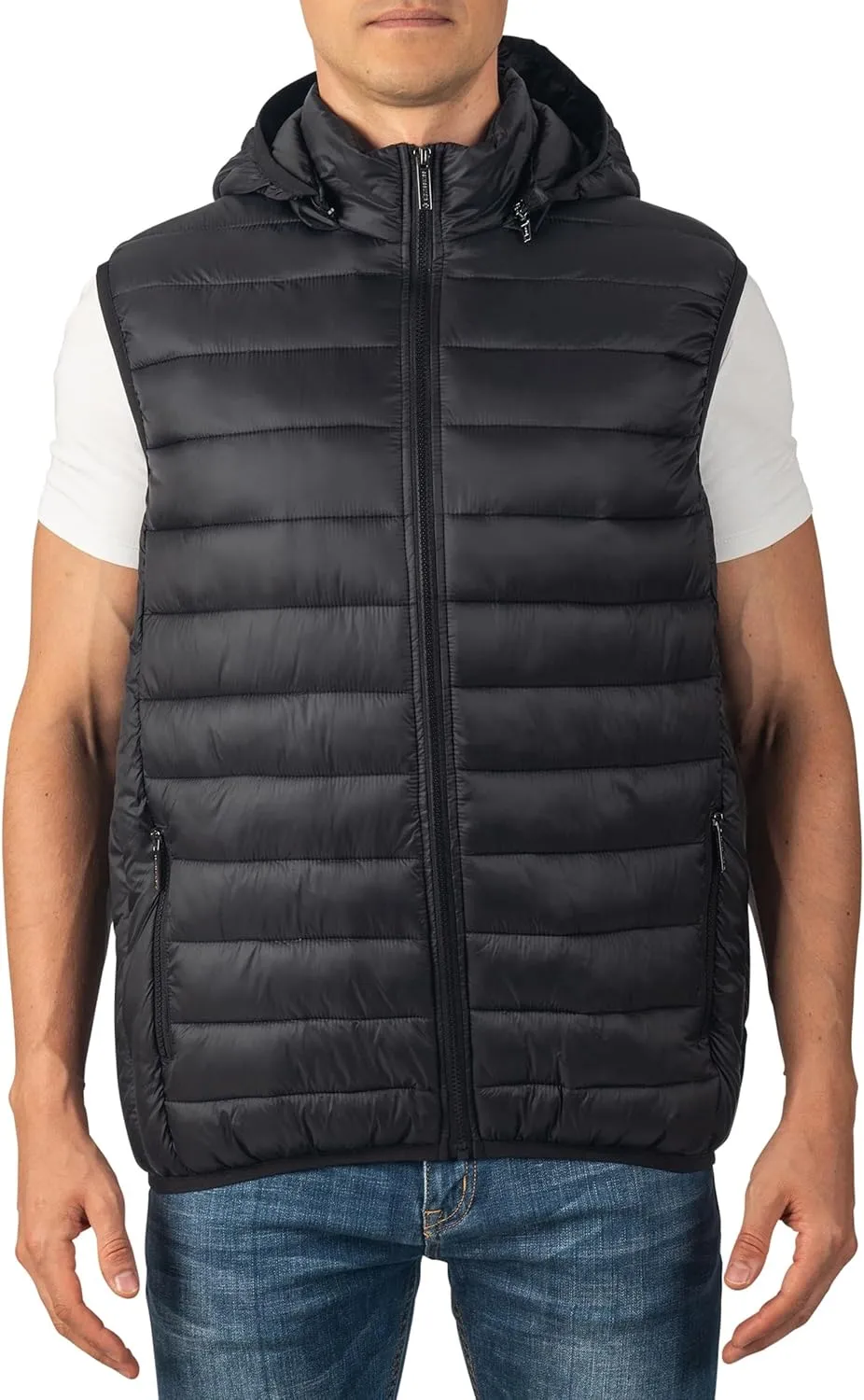 Alpine Swiss Gage Men's Puffer Vest Down Alternative Light Packable Water-Resistant Quilted Sleeveless Jacket Removable Hood