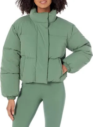 Amazon Essentials Women's Cropped Full-Zip Puffer Jacket (Quilted Matte or Sherpa Fleece)