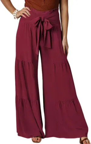 Arssm Women Wide Leg Pants High Waist Dressy Bow Tie Pant Work Business Casual Trousers