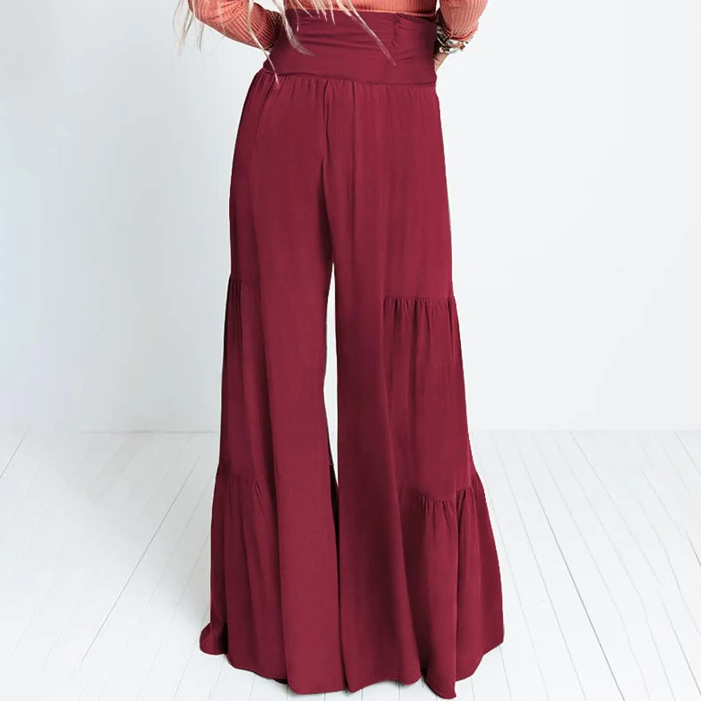 Arssm Women Wide Leg Pants High Waist Dressy Bow Tie Pant Work Business Casual Trousers
