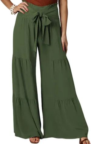 Arssm Women Wide Leg Pants High Waist Dressy Bow Tie Pant Work Business Casual Trousers
