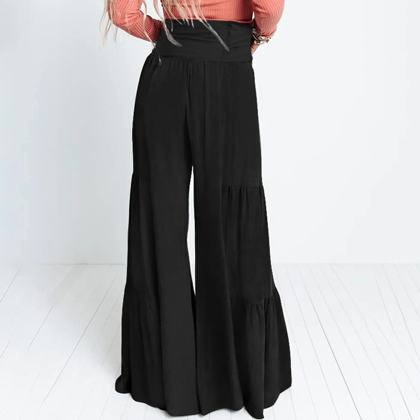 Arssm Women Wide Leg Pants High Waist Dressy Bow Tie Pant Work Business Casual Trousers