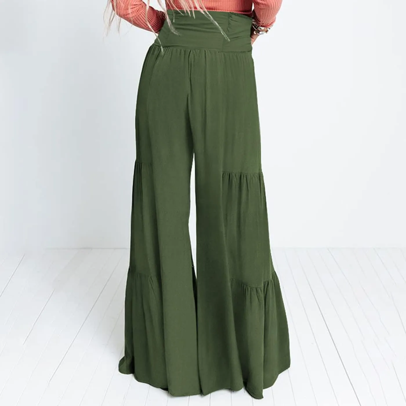 Arssm Women Wide Leg Pants High Waist Dressy Bow Tie Pant Work Business Casual Trousers