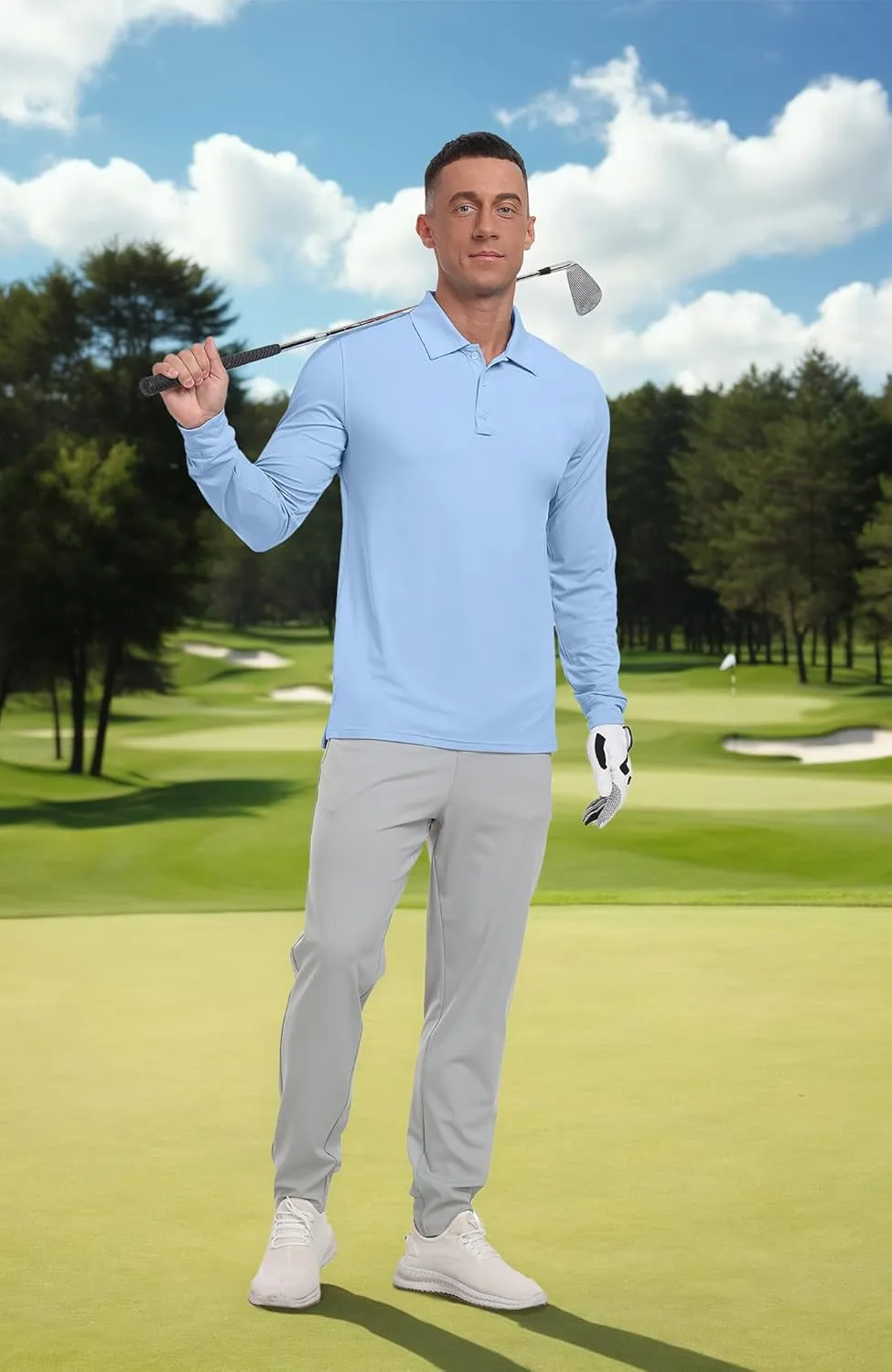 Askdeer Men's Golf Polo Shirts Long Sleeve UPF 50  Performance Collar Shirts Lightweight Summer Casual Quick Dry Tee