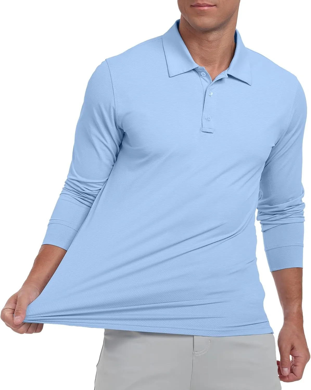 Askdeer Men's Golf Polo Shirts Long Sleeve UPF 50  Performance Collar Shirts Lightweight Summer Casual Quick Dry Tee