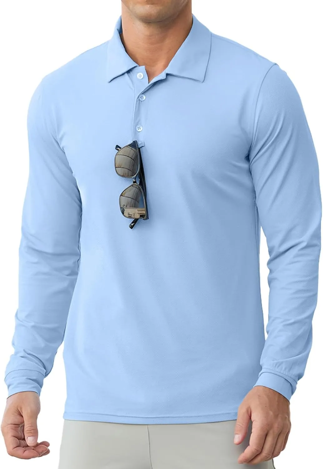 Askdeer Men's Golf Polo Shirts Long Sleeve UPF 50  Performance Collar Shirts Lightweight Summer Casual Quick Dry Tee