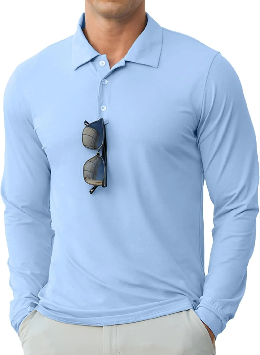 Askdeer Men's Golf Polo Shirts Long Sleeve UPF 50  Performance Collar Shirts Lightweight Summer Casual Quick Dry Tee