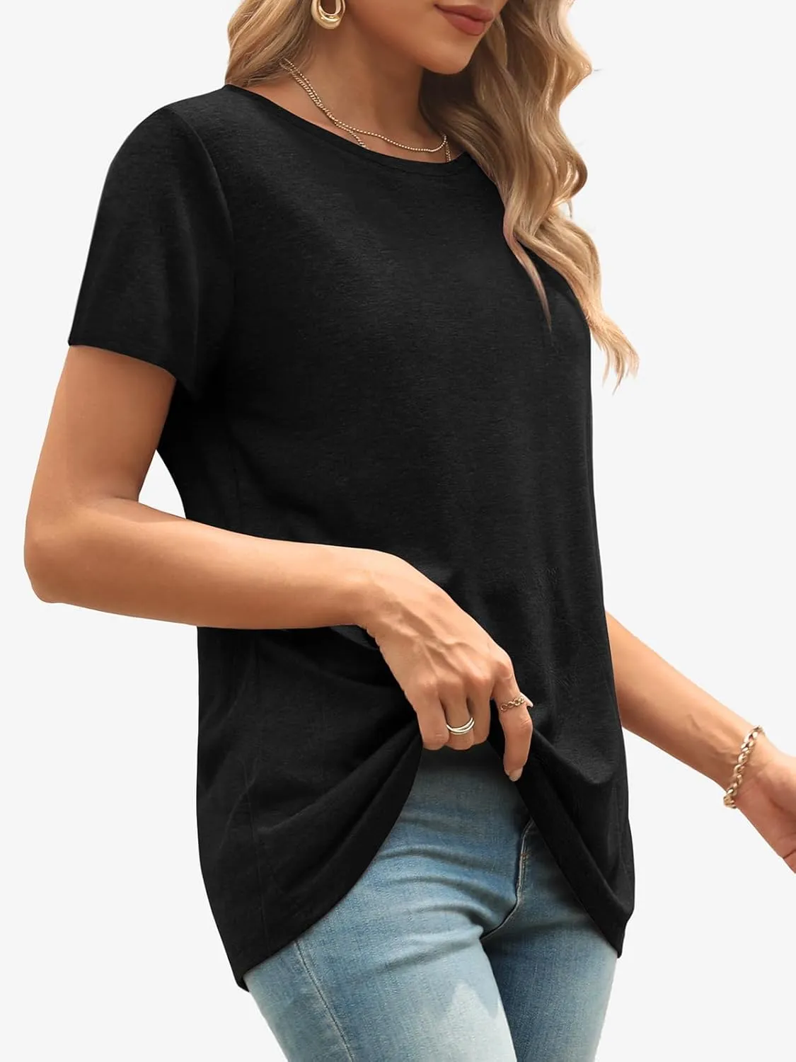 ATHMILE Womens T Shirt Summer Tops Short Sleeve Fashion Basic Casual Oversized Beach Vacation Clothes 2025 Trendy