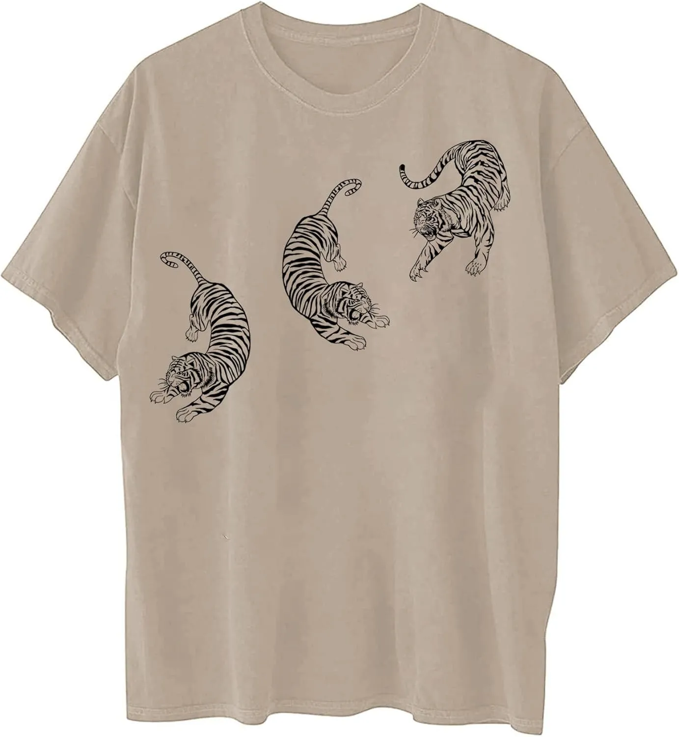 Avanova Women Tigers Graphic Oversized Tee Top Short Sleeve Loose Crewneck Summer T-Shirt