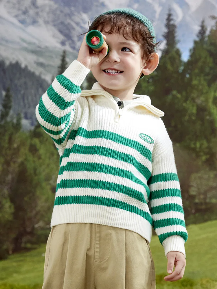 Balabala Kids Unisex Green White Hue Sweater