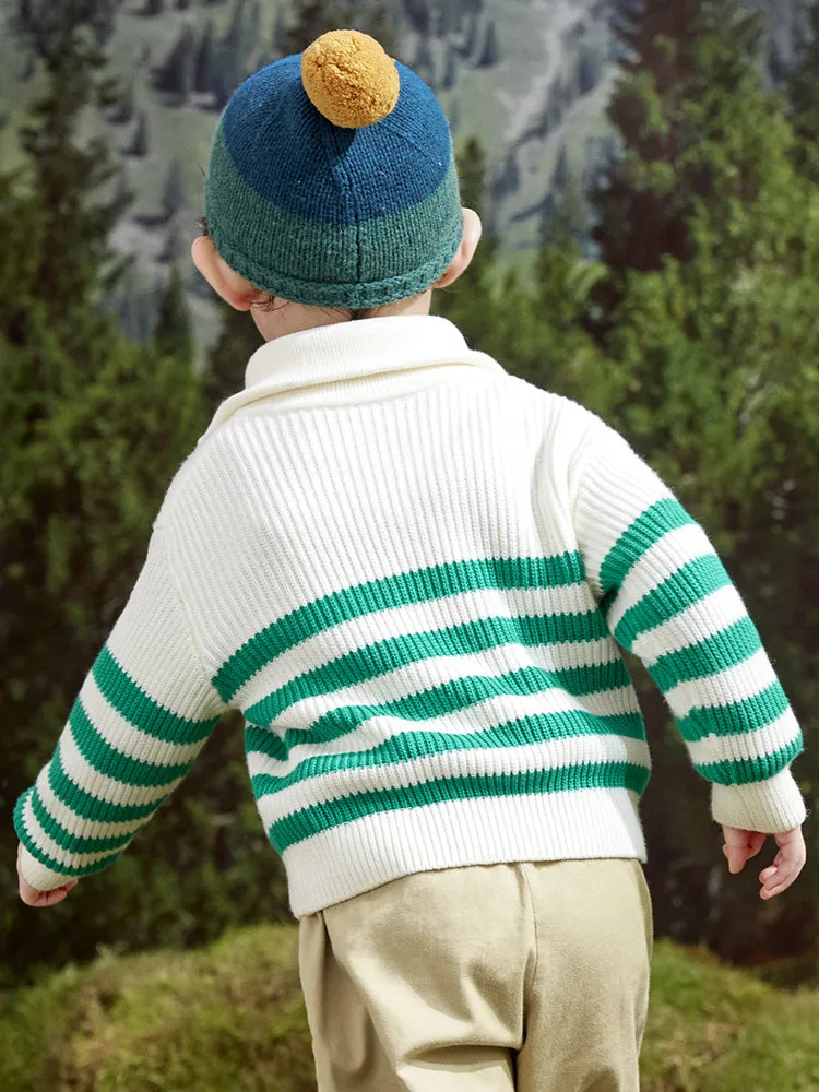 Balabala Kids Unisex Green White Hue Sweater