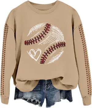 Baseball Sweatshirt for Womens 2025 Long Sleeve Comfy Baseball Shirts Softball Crewneck Graphic Pullover Top