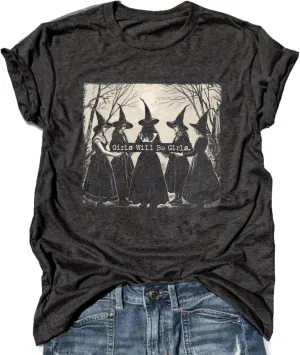 Basic Witch Halloween T Shirt Women Vintage Graphic Coffee Tees Shirt Short Sleeve Casual Funny Halloween Party Shirts