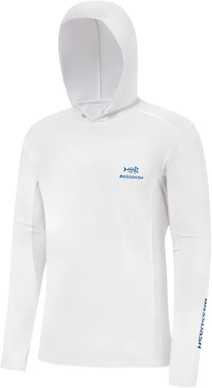 BASSDASH Mens UPF 50  Drawstring Fishing Hoodie Shirts UV Sun Protection Long Sleeve Outdoor Hiking Hooded T-Shirts FS33M