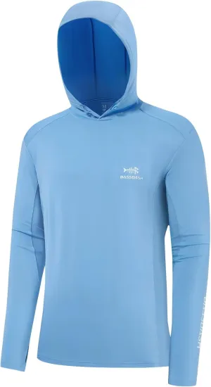 BASSDASH Mens UPF 50  Drawstring Fishing Hoodie Shirts UV Sun Protection Long Sleeve Outdoor Hiking Hooded T-Shirts FS33M