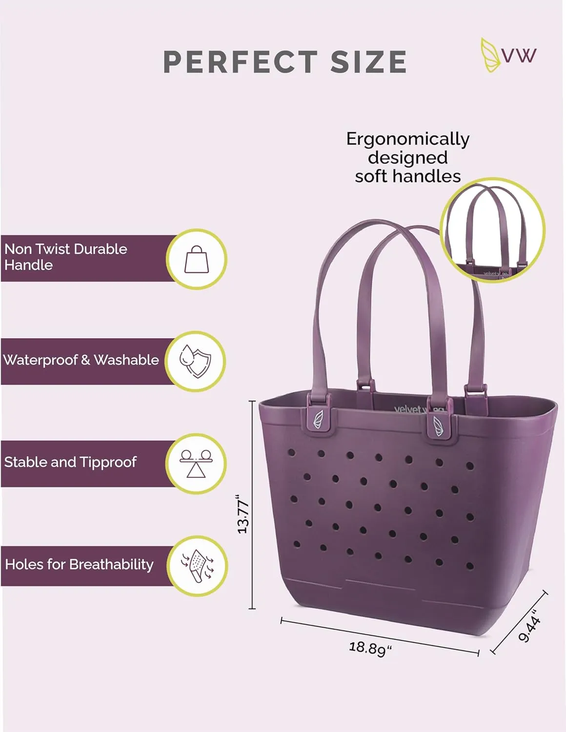 Beach Tote Bag XL size  Waterproof Tip Proof Rubber Tote for Travel, Pool, Groceries Sports & more