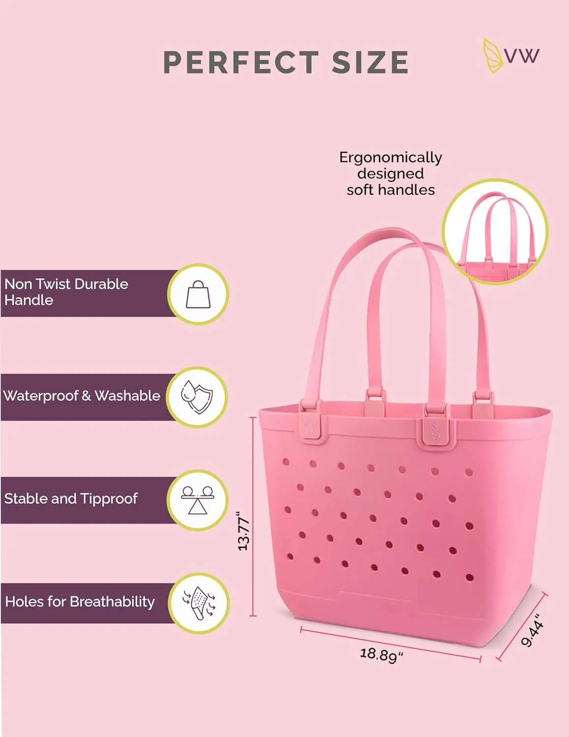 Beach Tote Bag XL size  Waterproof Tip Proof Rubber Tote for Travel, Pool, Groceries Sports & more