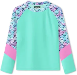 BesserBay Girl's UPF 50  Quick-Dry Tropical Long Sleeve Rash Guard Shirt 4-14 Years