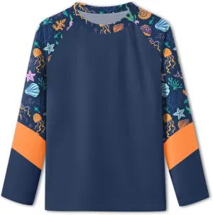 BesserBay Girl's UPF 50  Quick-Dry Tropical Long Sleeve Rash Guard Shirt 4-14 Years