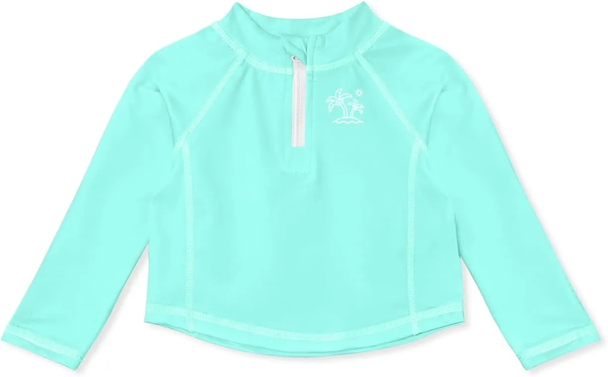 BesserBay Unisex Baby UPF 50  Half Zip Long Sleeve Rash Guard Shirt 0-36 Months