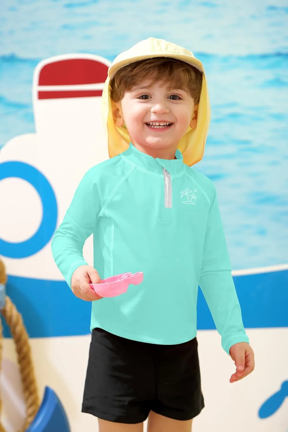 BesserBay Unisex Baby UPF 50  Half Zip Long Sleeve Rash Guard Shirt 0-36 Months