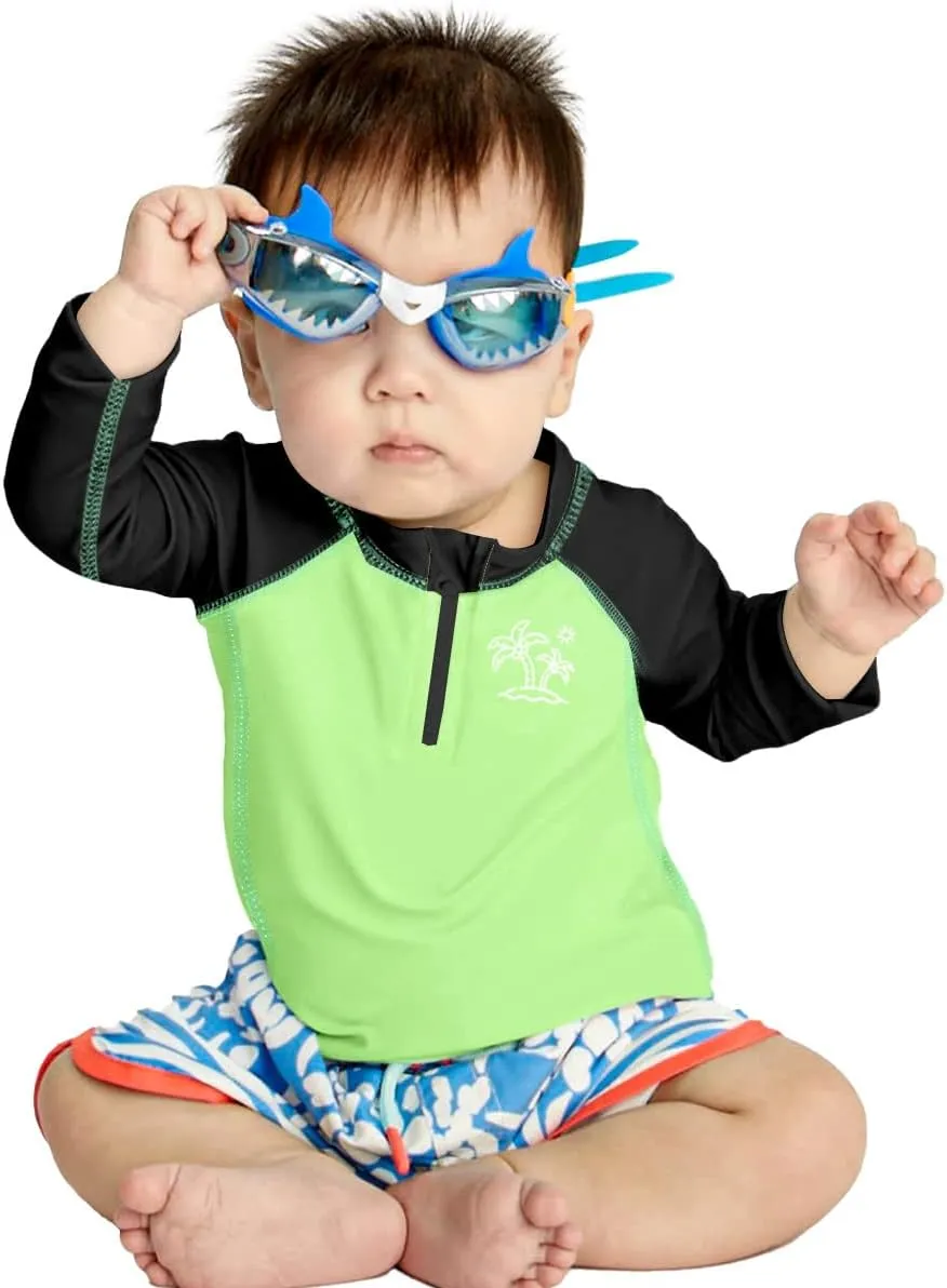 BesserBay Unisex Baby UPF 50  Half Zip Long Sleeve Rash Guard Shirt 0-36 Months