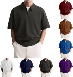 Big and Tall Polo Shirts for Men Cotton Short Sleeve Quarter Zipper Collar Shirts Casual Fashion Oversized Tops