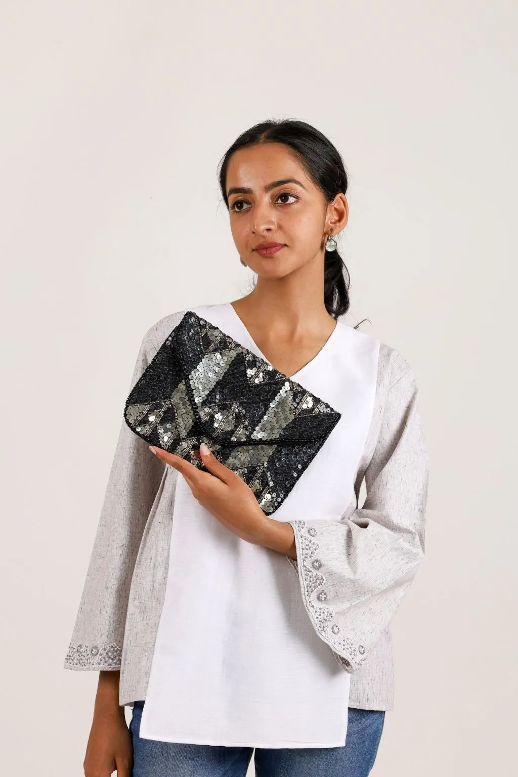 Black Sequins Sling Bag