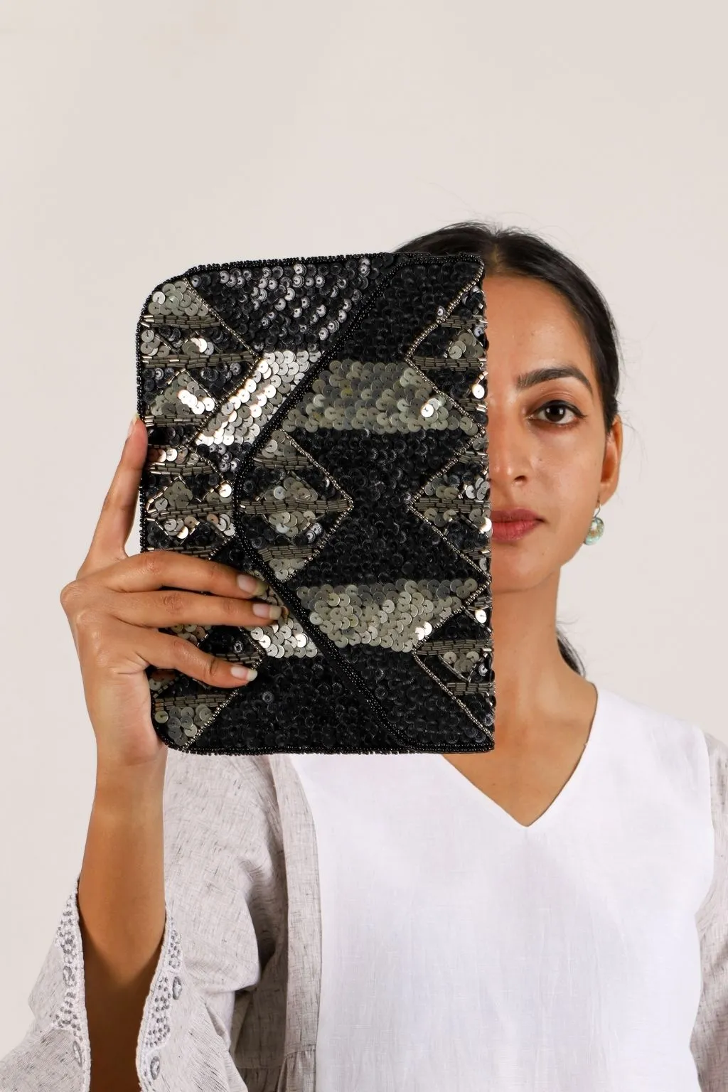 Black Sequins Sling Bag
