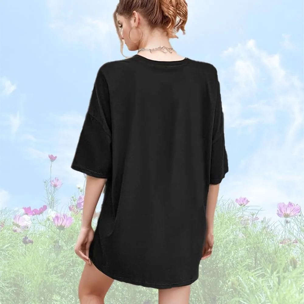 Boho Oversized Shirts for Women Floral Graphic Tees Butterfly Tshirts Summer Beach Cruise Tops