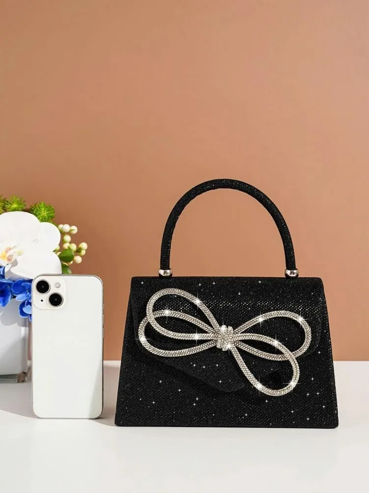 Bow-tie Clutch for Women Shiny Evening Bag Elegant Purse Gorgeous Handbags for Feast Party Wedding