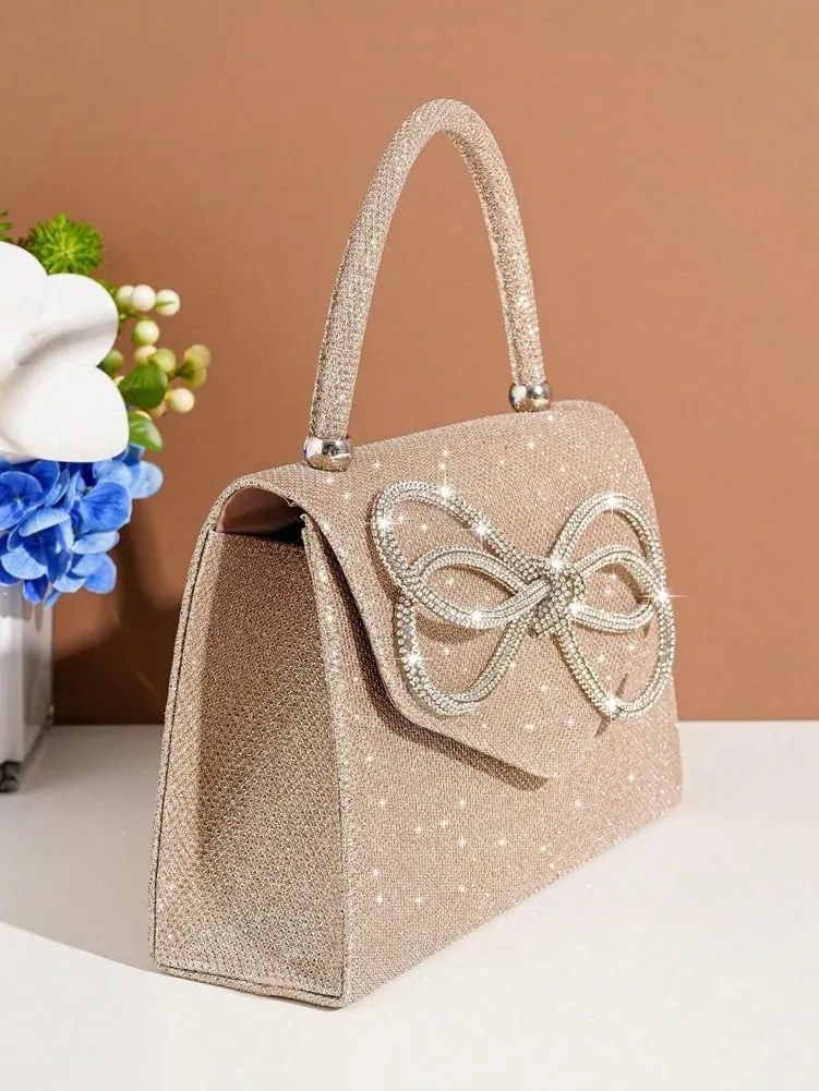 Bow-tie Clutch for Women Shiny Evening Bag Elegant Purse Gorgeous Handbags for Feast Party Wedding