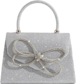 Bow-tie Clutch for Women Shiny Evening Bag Elegant Purse Gorgeous Handbags for Feast Party Wedding