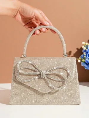 Bow-tie Clutch for Women Shiny Evening Bag Elegant Purse Gorgeous Handbags for Feast Party Wedding
