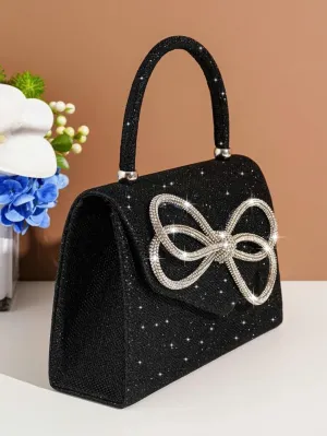Bow-tie Clutch for Women Shiny Evening Bag Elegant Purse Gorgeous Handbags for Feast Party Wedding